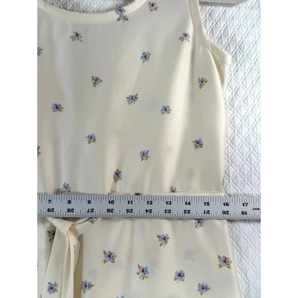 Vintage The Kollection Floral Midi Dress and Jacket Set Cream Blue Red 70s Style
